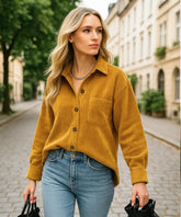 Blusa Feminina Manga Longa Oversized de Veludo Cotelê | Thilde